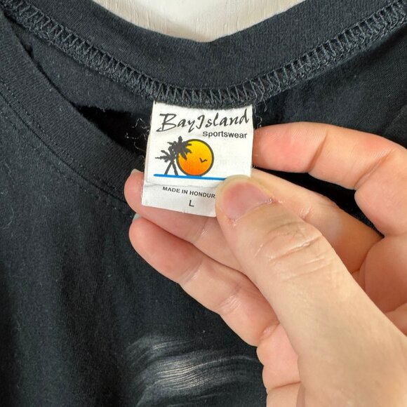 Bay Island Sportswear Sugar Skull Woman Graphic Tee Black Red Roses Size L - Picture 5 of 6